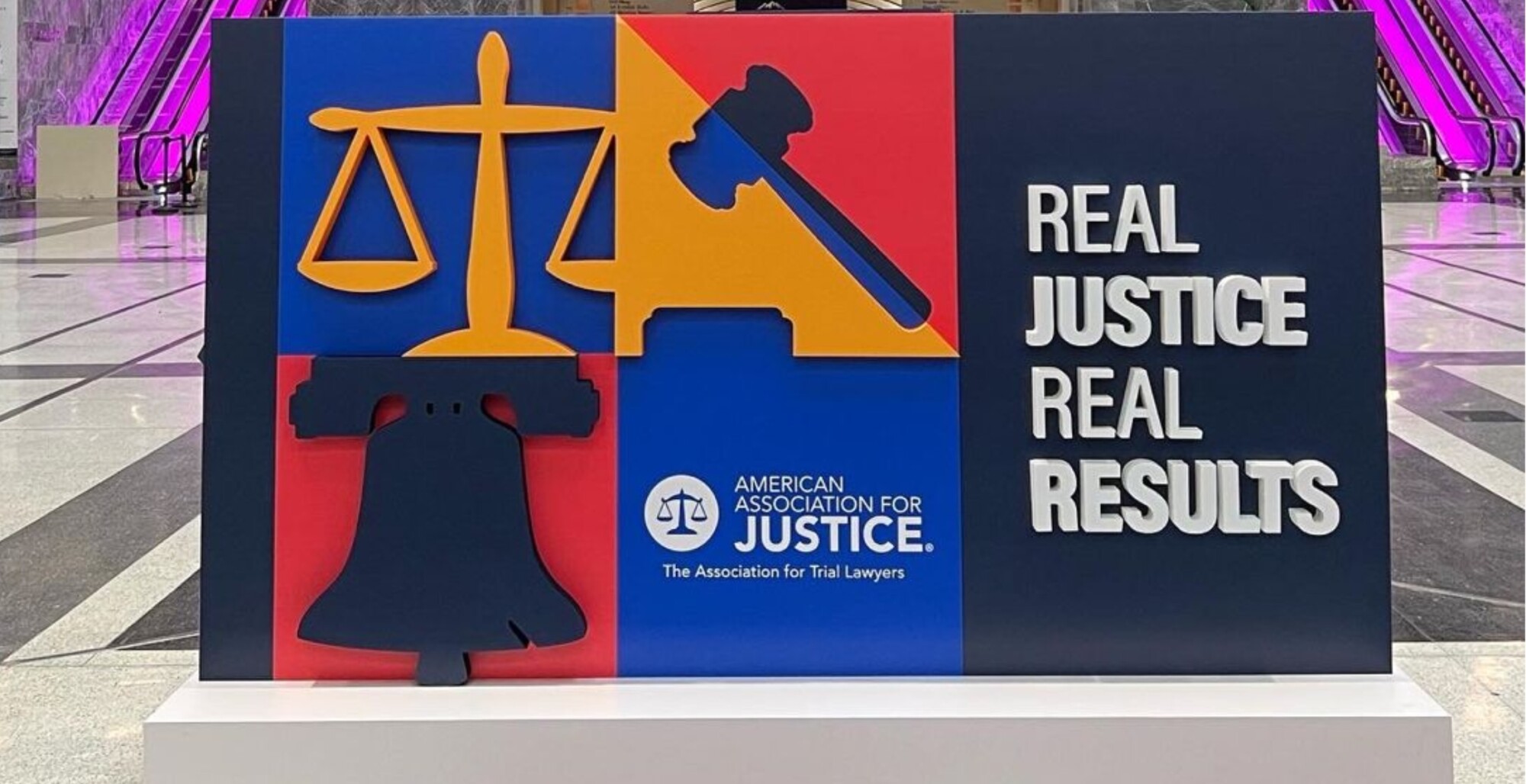 Founding Partner Antonio M. Romanucci honored by the American Association for Justice with the Above and Beyond and Distinguished Service Awards Picture of the American Association for Justice (AAJ) sign at its 2023 annual convention in the Pennsylvania Convention Center in Philadelphia.
