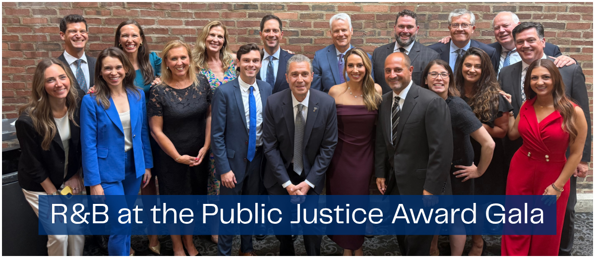 Group photo of R&B attorneys and staff before the Public Justice award gala.