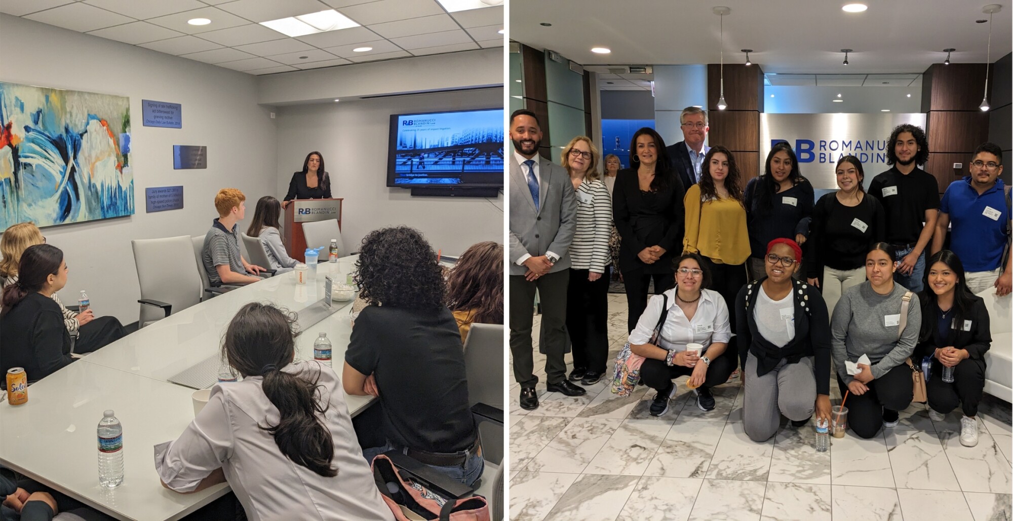 Senior Paralegal Mirena Cece Fontana Fontana and Romanucci & Blandin hosted a group of college students from DePaul's First Generation in Law Scholars Program. Senior Paalergal Mirena Cece Fontana Fontana and Romanucci & Blandin hosted a group of college students from DePaul's First Generation in Law Scholars Program.
