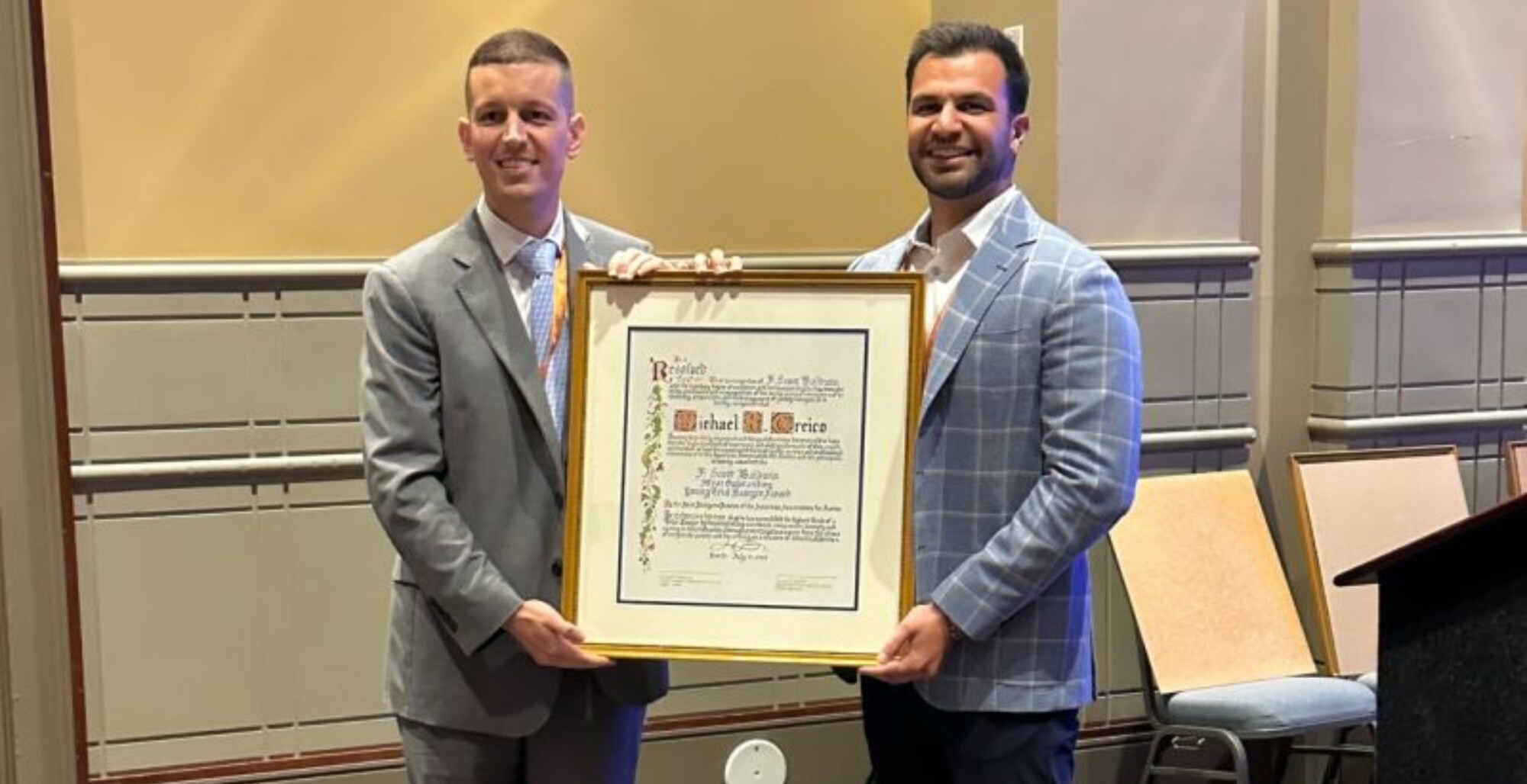 Partner Michael R. Grieco with the F. Scott Baldwin Award at this year’s American Association for Justice annual convention in Philadelphia. Partner Michael R. Grieco with the F. Scott Baldwin Award at this year’s American Association for Justice annual convention in Philadelphia.