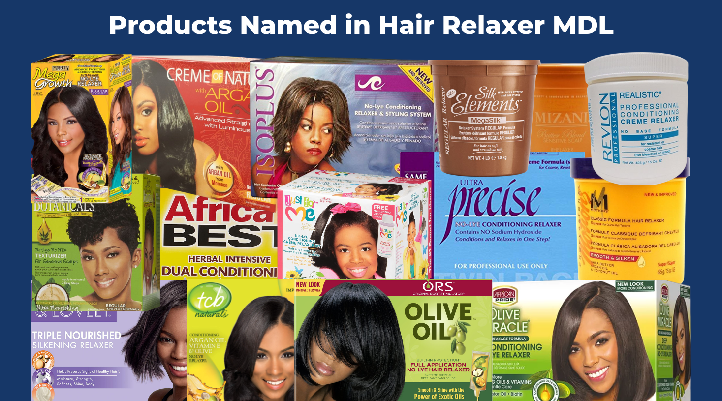 Hair relaxer and straightener products named in the lawsuit (sampling).