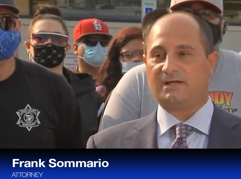 Image of Partner Frank A. Sommario addresses the media with call for justice for a Walgreens worker murdered on the job.